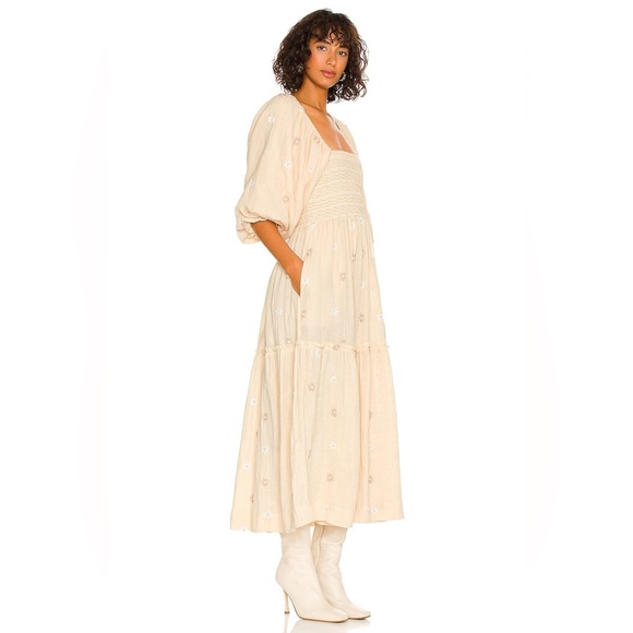 FREE PEOPLE Dahlia Embroidered Cotton Maxi Dress size Medium - Picture 2 of 8